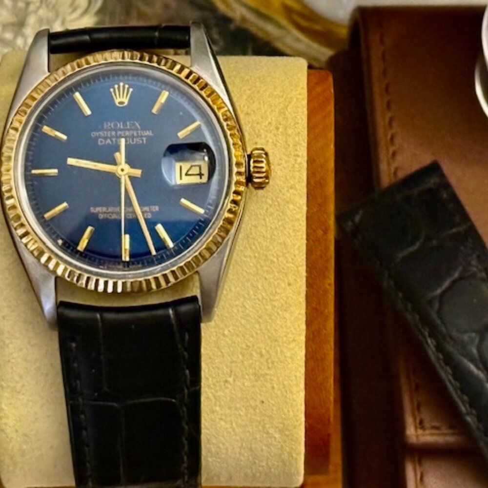 Rolex Oyster Datejust Ref 1603 Mens 36mm 18KGold SS Auto.Vintage RA313 NEW Band